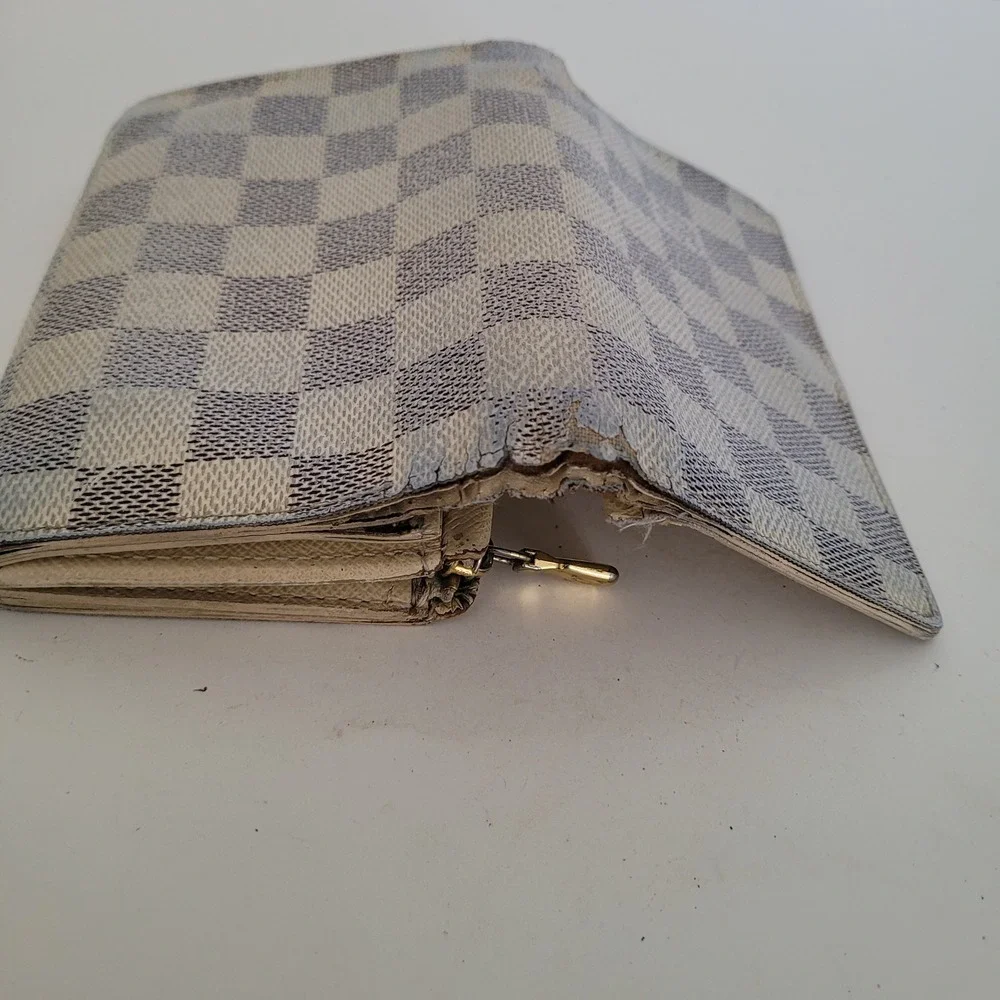 Louis Vuitton Damier Azur Sarah Wallet White Blue Checkered Long CA4007 Spain